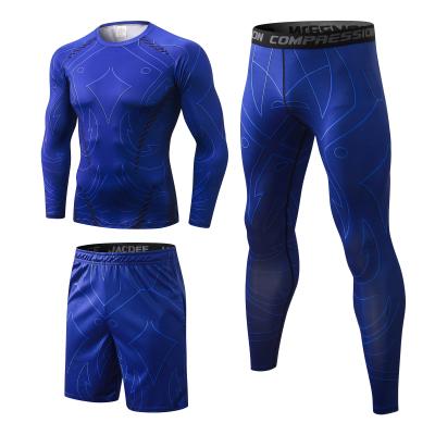 China Wholesale Breathable 3pcs Running Fitness Set Breathable Sportswear Mens Shirts Gym Sports Wear Training Suit for sale