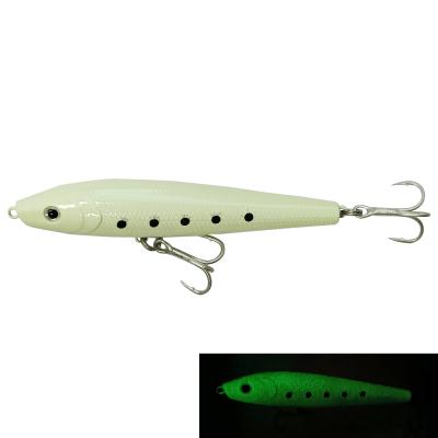 China Lead 8.8g Plastic PVC Glow 9.5cm In The Dark Hard Treble Hook PVC Pencil Fishing Lures Plastic Floating Groundbaits for sale