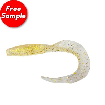 China Long skirt loop tail grub worms leading 9cm bulk soft plastic 4g loop rims tail grub worm bait lure sea fish lures for sale