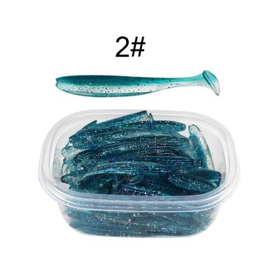 China Environmental PVC Groundbaits Leading 9cm 4.2g 50pcs Double Colors Saltwater Fish Fishing Primer Paddle Soft Tail Baits Saltwater Bass Lures for sale