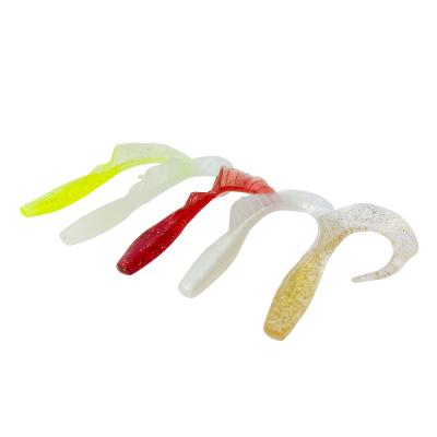 China Long Skirt Loop Tail Larva Worms Leading Skirt 2.5g 7.5cm PVC Soft Plastic Larva Tail Loop Artificial Fishing Lure for sale