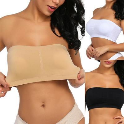 China Women Sexy QUICK DRY Seamless Bra Cotton Lift Up Bra Ladies Girl Strapless Padded Bra Plus Size One Piece Wire Free Underwear With Chest Pad for sale