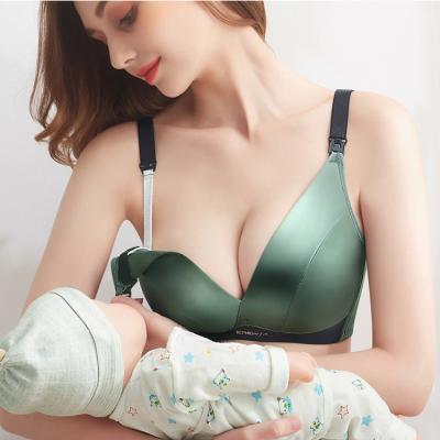 China Breathable New Solid Color Ladies Women's Underwear No Ring Breathable Push Up Thin Cup Pregnancy Steel Women Nursing Bra for sale