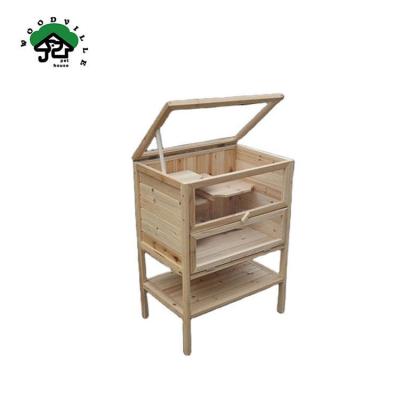 China Hot Sale Viable Easy Clean Comfortable Cheap Custom Natural Wooden Hamster Wooden Cage for sale