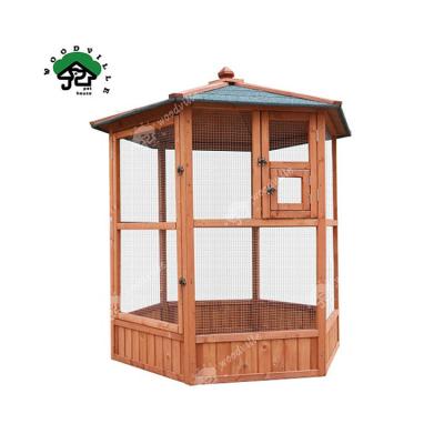 China Breathable New Arrival Classic Design Wholesale Customized Hexagonal Outdoor Birdcage Wood for sale