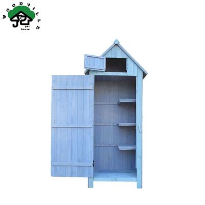 China OEM Custom Easily Assembled Blue Outdoor Pierd Fashion and Safety Storage Shed Garden Tool Storage House for sale