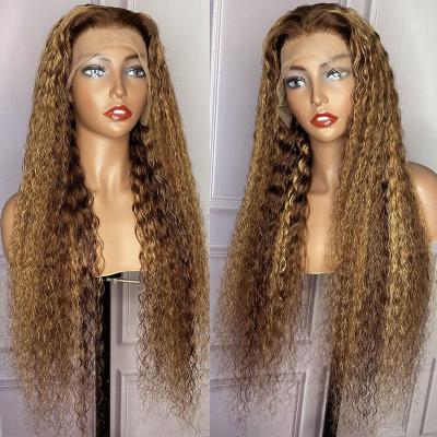 China 13x6 HD Curly Lace Front Wigs Water Water Curly Hair Wigs Highlight Blonde Brazilian Virgin Hair Glueless Lace Wigs For Woman for sale