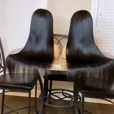 China 13x4 HD Lace Front Wigs Pre Plucked Straight Brazilian Hair Wigs 180% Density Cuticle Glueelss Thick Soft Thick Sheer Brazilian Hair Wigs For Woman for sale