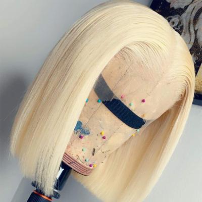 China Bob Straight 613 Color Bob Lace Front Human Hair Wigs Pre Plucked Brazilian Virgin Hair Short Wig-Glueless Pre Plucked for sale