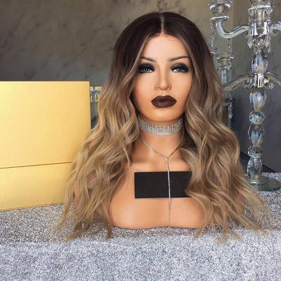 China Human Hair Wave 13x6 Ombre Natural Color Lace Front Human Hair Wigs Pre-Plucked Virgin Hair Brazilian Loose Wave Wigs With Baby Hair for sale