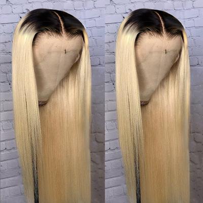 China Fake Scalp Straight 13x6 Lace Front Wigs Hair 613 Color Brazilian Virgin Hair Straight Lace Up Wigs For Woman Pre Plucked for sale