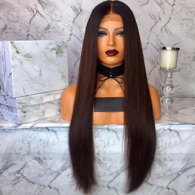 China Silky Straight Cuticle Full Lace Hair Wigs Pre Plucked Brazilian Virgin Hair Glueless Silky Straight Lace Wigs Bleached Knots for sale