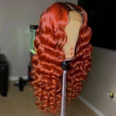 China 13x4 Full Frontal Wigs Ombre Colored Loose Deep Wave Lace Frontal Wigs Pre Plucked Brazilian Virgin Hair Glueless Lace Front Wigs For Woman for sale