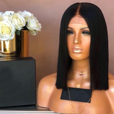 China Straight Bob Wigs 10A Bob Lace Front Human Hair Pre Plucked Short Bob Brazilian Virgin Hair Wigs For Black Woman for sale