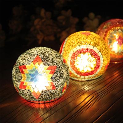 China Light Luxury European Multicolor Magic Glass Ball Candle Jar With Mosaic Covering For Hotel Home Wedding Decor for sale