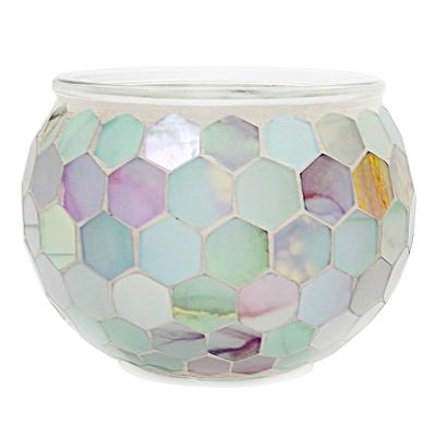 China All Purposes New Design 100% Handmade Crystal Mosaic Glass Candle Jar With Colorful Pattern For Wedding Home Decor for sale