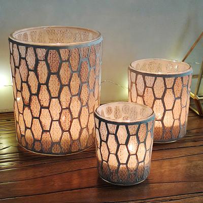 China 2012 New Style European American Design Romantic Mosaic Glass Natural Handmade Candle Holder For Bedroom Party Home Decor for sale