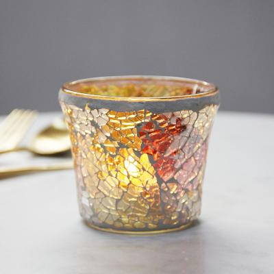 China 2020 New European Weddings Use And Tealight Yes Handmade Mosaic Glass Candle Holder for sale