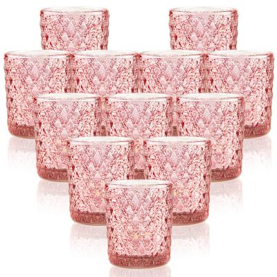 China New weddings gold glass tealight votive candle holders for wedding decoration in 12pcs set for sale