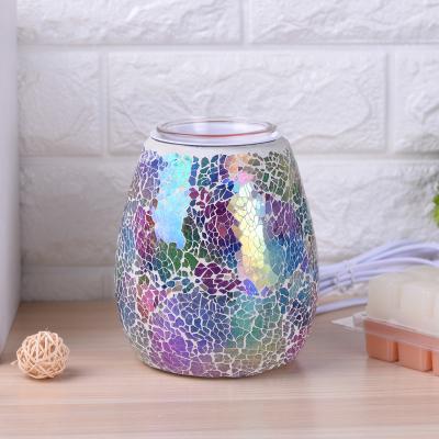 China Home Unique Electric Wax Melter Decoration Fragrance Lamp Factory Outlet Mosaic Glass Candle Scented Oil Burner For Home Fragrance for sale