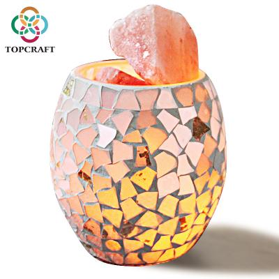 China 2020 New Modern Electric Handmade Mosaic Natural Silver Glass Himalayan Salt Lamp Accept Custom Made for sale