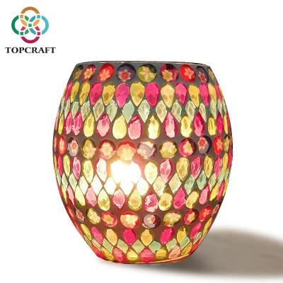 China 2020 New Modern Electric Handmade Glass Rainbow Mosaic Natural Himalayan Salt Lamp Accept Custom Made for sale