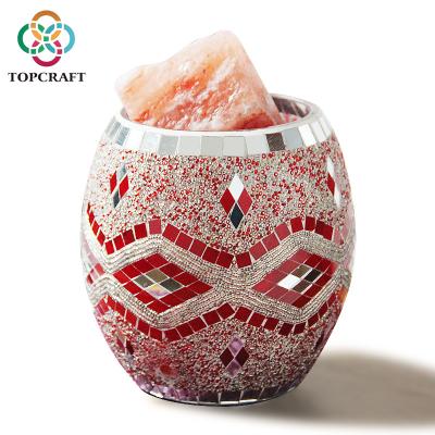 China 2020 New Modern Electric Handmade Red Silver Glass Mosaic Natural Himalayan Salt Lamp Accept Custom Made for sale