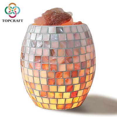 China 2020 New Modern Electric Handmade Natural Glass Shell Mosaic Natural Himalayan Salt Lamp Accept Custom Made for sale