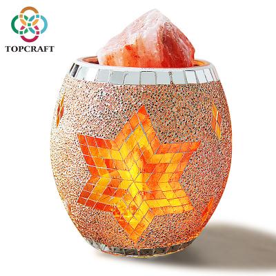 China 2020 New Modern Electric Handmade Glass Lucky Star Mosaic Natural Himalayan Salt Lamp Accept Custom Made for sale