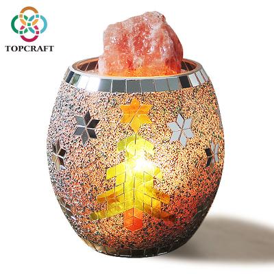 China 2020 New Modern Electric Handmade Glass Mosaic Christmas Tree Natural Himalayan Salt Lamp Accept Custom Made for sale