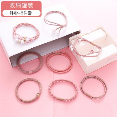 China Korean Style/New Style Korean Women's Hair Rope Instafamousrubber Pearl Hair Band Korean Style Boxed Knotted Thick Woven Hair Hair Rope Set for sale