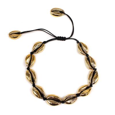 China Trendy Foot Accessories Shell Beach Gold Anklet Chain For Women Simple Handmade Woven Anklet Ring for sale