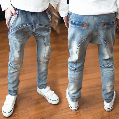 China 2020 New Style Kids Denim Toddler Boy Jeans Skinny Pants High Quality Soft Blue Harem Boy Stylish Puffed Pants for sale