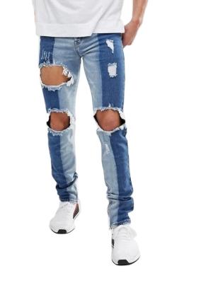 China Viable Wholesale Customized Jeans Washed Hole Distressed Skinny Jeans Men With Two Colors for sale