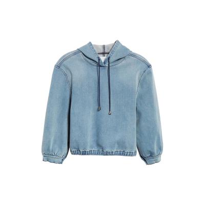 China Sustainable Jeans Manufacture Direct OEM Denim Hoodies Plain Jacket For Women for sale