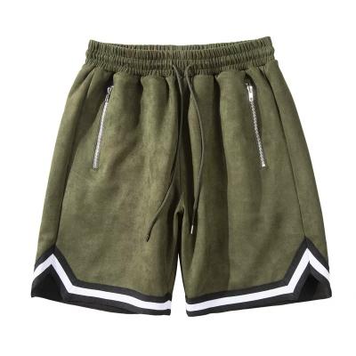 China Custom Pocket Sports Zipper Custom Army Green OEM Anti-wrinkle Drawstring Xuhui Fashion Corduroy Shorts Thick Suede Shorts for sale