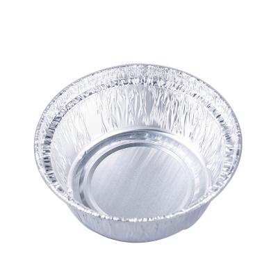 China Food Around Disposable Cake Tray With Lid Heavy Duty Tin Foil Takeaway Food Baking Aluminum Foil Container Baking Grill Pie Pan for sale