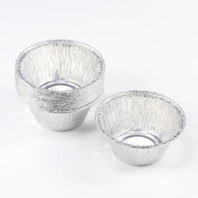 China Disposable Round Food Chocolate Cupcake Trays Tin Foil Pans Disposable Aluminum Foil Containers Baking Cups for sale