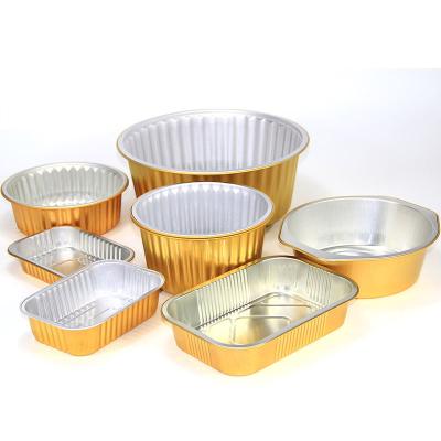 China Custom Container Tin Foil Disposable Aluminum Tray Natural Food Shape Airline Food Aluminum Foil Foil Pizza Containers Lunch Boxes for sale