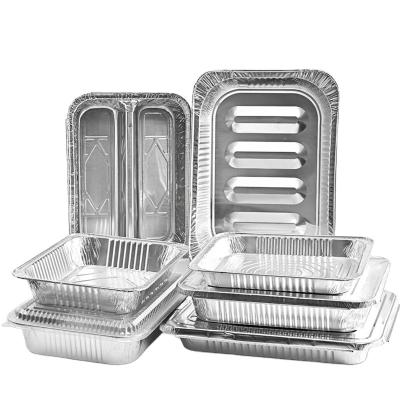 China OEM Tin Foil Food Tray Baking Pan Heavy Duty Disposable Lunch Box Aluminum Foil Container Trays from China Manufacture for sale