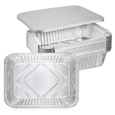 China Rectangular Food Aluminum Foil Food Containers Eco-friendly Disposable Aluminum Filters Aluminum Container Tray With Cardboard Lids for sale