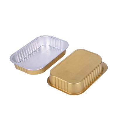 China Food Custom Colored Heavy Duty Aluminum Foil Tin Box Reuse Storing Food Grade Aluminum Foil Containers With Lids for sale