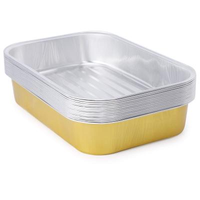 China Disposable Food Aluminum Foil Container Food Grade Airline Food Storage Airline Food Storage Gold Aluminum Foil Pans With Lids for sale