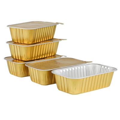 China Disposable Food Foil Take Out Lunch Box Containers Heavy Duty Aluminum Foil Food Storage Trays With Cardboard Covers for sale