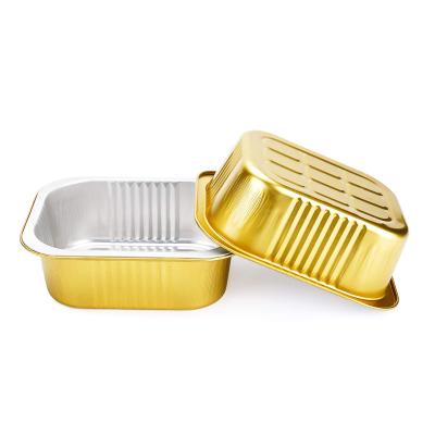 China Aluminum Foil Tray With Clear Lids Aluminum Foil Food Wrapper Smooth Disposable Normal Takeaway Food Containers for sale