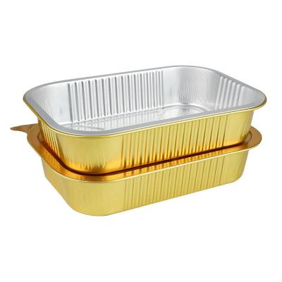 China Heavy Duty Deep Rectangular Disposable Aluminum Foil Pan Take Out Food Containers Full With Flat Board Lids for sale