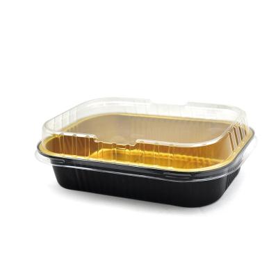 China 1030ml Food Container Wall Mount Normal Rectangular Disposable Aluminum Foil Smooth Takeout Container Baking Trays With Lids for sale