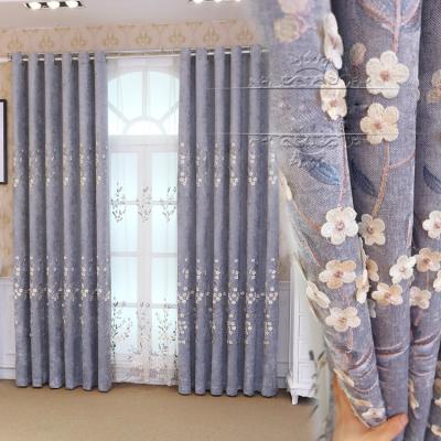 China ROMAN Ready made embroidery curtain fabric yarn shading luxury embossed curtain for living room for sale