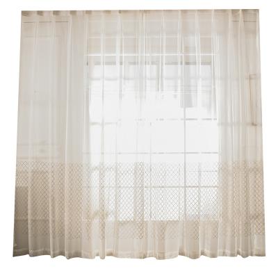 China Wholesale Sheer Modern Nordic Minimalist White Geometric Bedroom Curtain Living Room Window Screens for sale