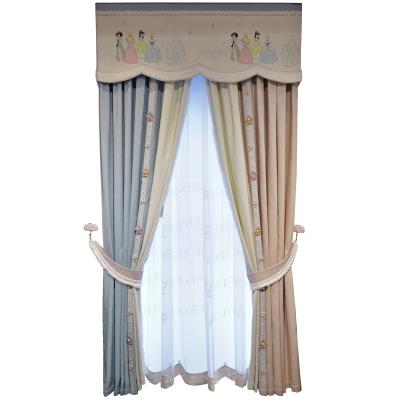 China ROMAN Dream Princess Style Girl's Bedroom Kids Room Custom Simple Pink Solid Color Blue Shading Curtains New for sale